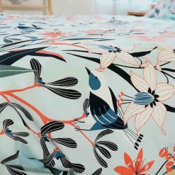 Parure housse de couette Satin de Coton bio Paya bleue