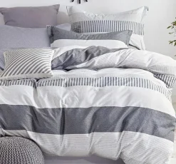 Parure housse de couette 100% Percale de Coton grise