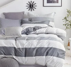 Parure housse de couette 100% Percale de Coton grise