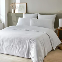 Parure Housse de Couette en Coton et Bambou blanche