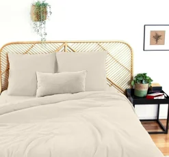 Parure housse de couette 100% Gaze de Coton galet
