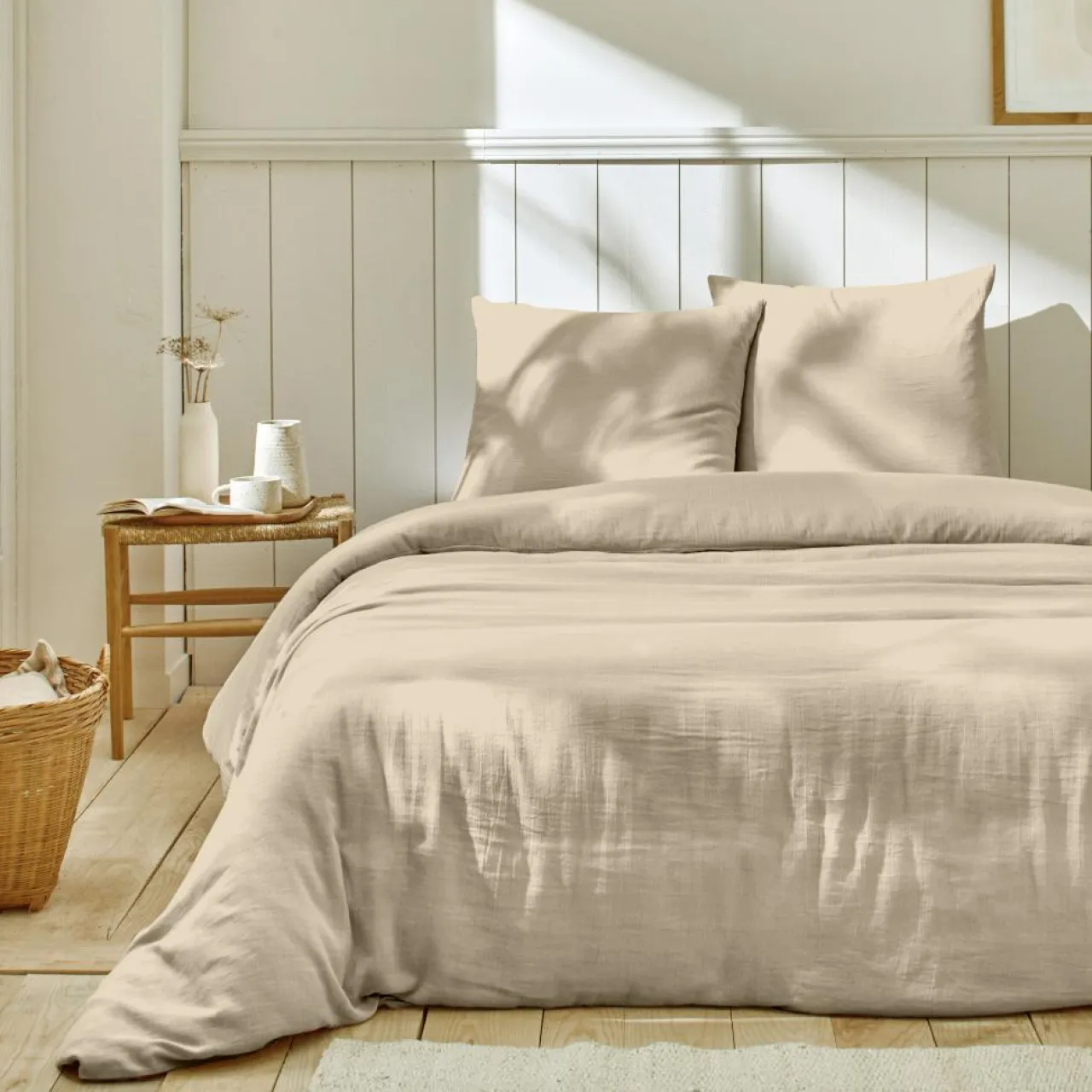 Parure housse de couette 100% Gaze de Coton lin