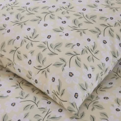 Parure Housse de Couette 100% Gaze de Coton Imprimé Loucile blanche