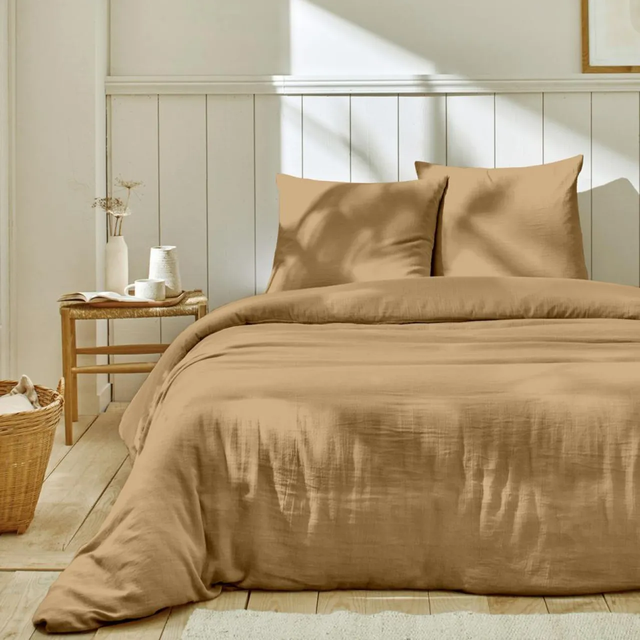 Parure housse de couette 100% Gaze de Coton lin