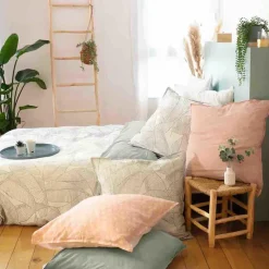 Parure housse de couette Lin & coton Pampelune blanche