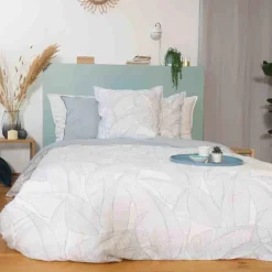 Parure housse de couette Lin & coton Pampelune blanche