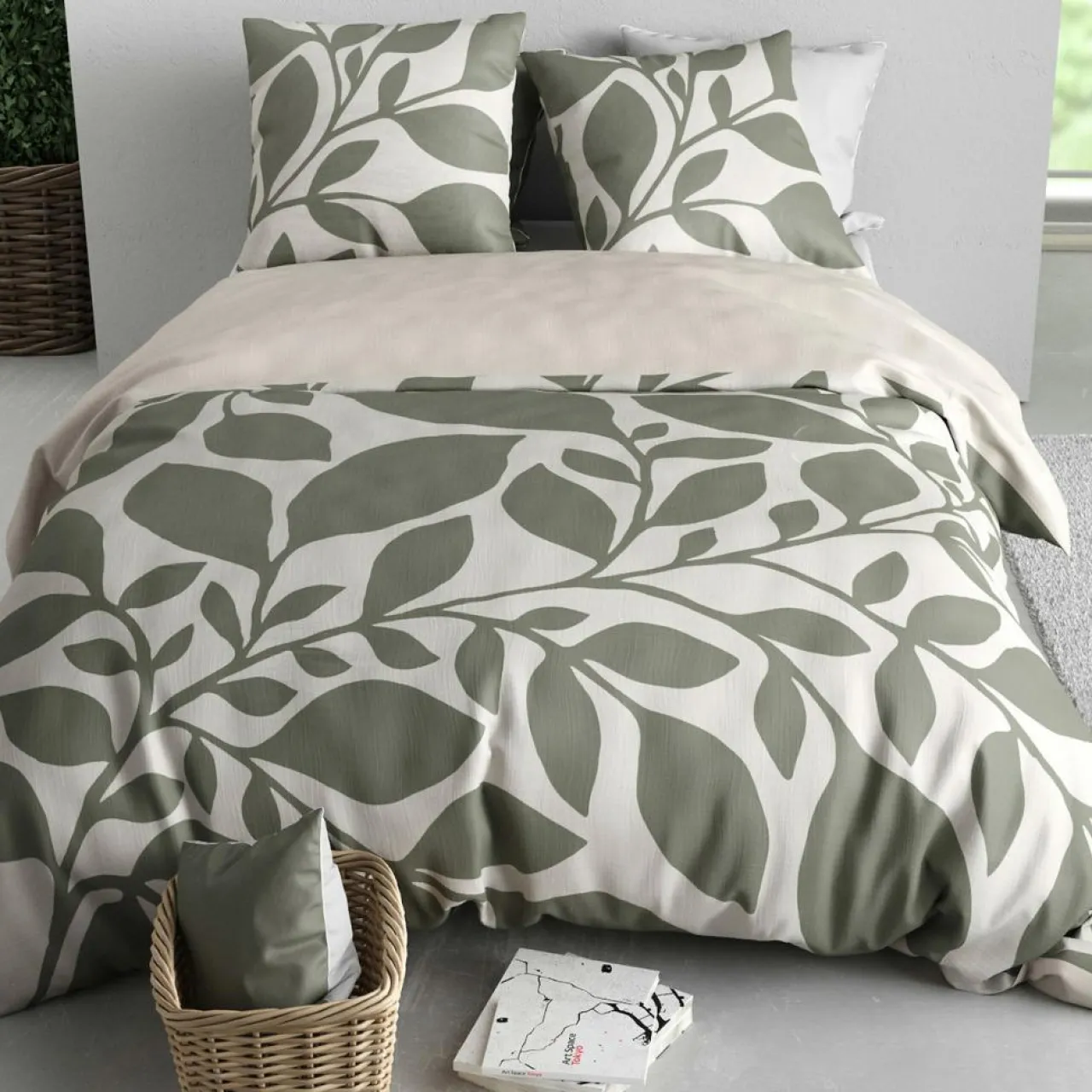 Parure housse de couette Nais grise - 240x220 cm