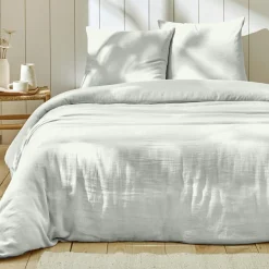 Parure housse de couette 100% double Gaze de coton blanche