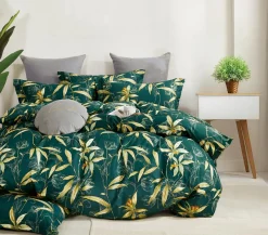 Parure housse de couette 100% Percale de Coton verte