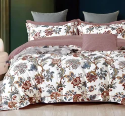 Parure housse de couette 100% Percale de Coton blanc/multicolore