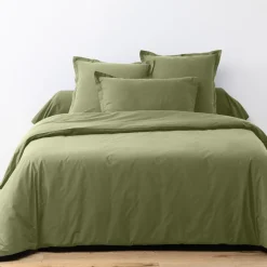 Parure housse de couette unie vert verveine