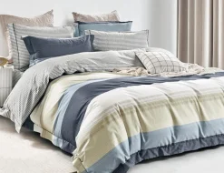 Parure housse de couette en Coton bleue