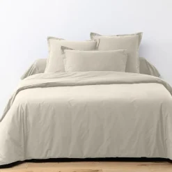 Parure housse de couette unie ivoire