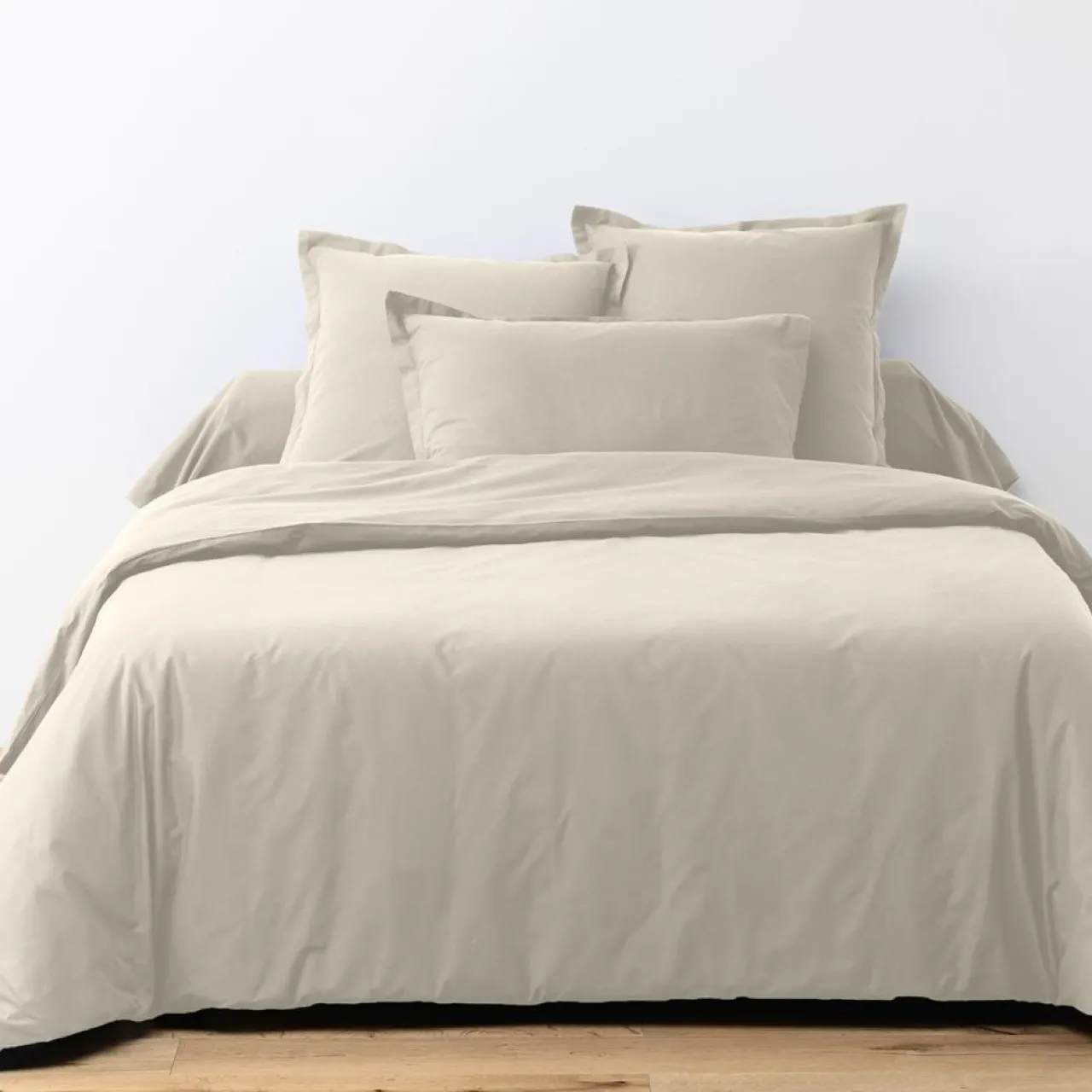 Parure housse de couette unie ivoire