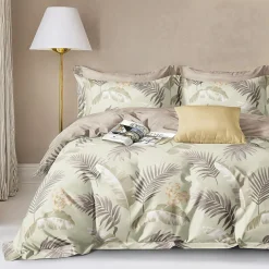 Parure housse de couette en Coton beige