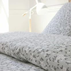 Parure Housse de Couette 100% Gaze de Coton Imprimé Edana grise