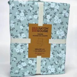 Parure Housse de Couette 100% Gaze de Coton Imprimé Edana grise