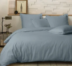 Parure housse de couette 100% Percale de Coton azur