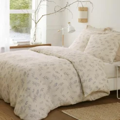 Parure Housse de Couette 100% Gaze de Coton Imprimé Liveo blanche
