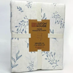 Parure Housse de Couette 100% Gaze de Coton Imprimé Liveo blanche