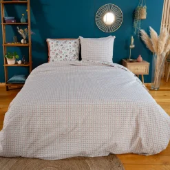 Parure housse de couette Denia blanche - 240x220 cm