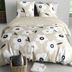 Parure housse de couette Lena beige - 240x220 cm