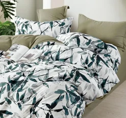 Parure housse de couette 100% Percale de Coton verte