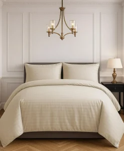 Parure housse de couette 100% Satin de Coton taupe