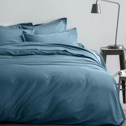 Parure housse de couette 100% Satin de Coton bleue