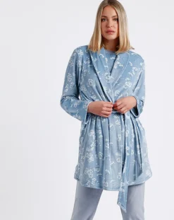 Peignoir Garden bleu/blanc