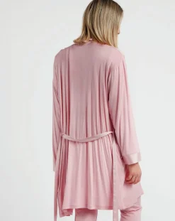 Peignoir maille satinée à bandes pétale