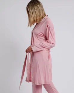 Peignoir maille satinée à bandes pétale