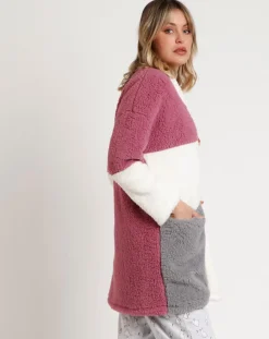 Peignoir rayé Bunnies on the Moon D rose ancien