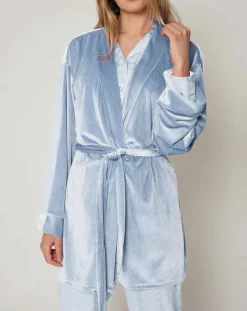 Peignoir Satin Dots bleu