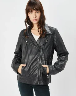 Perfecto en Cuir Afida noir