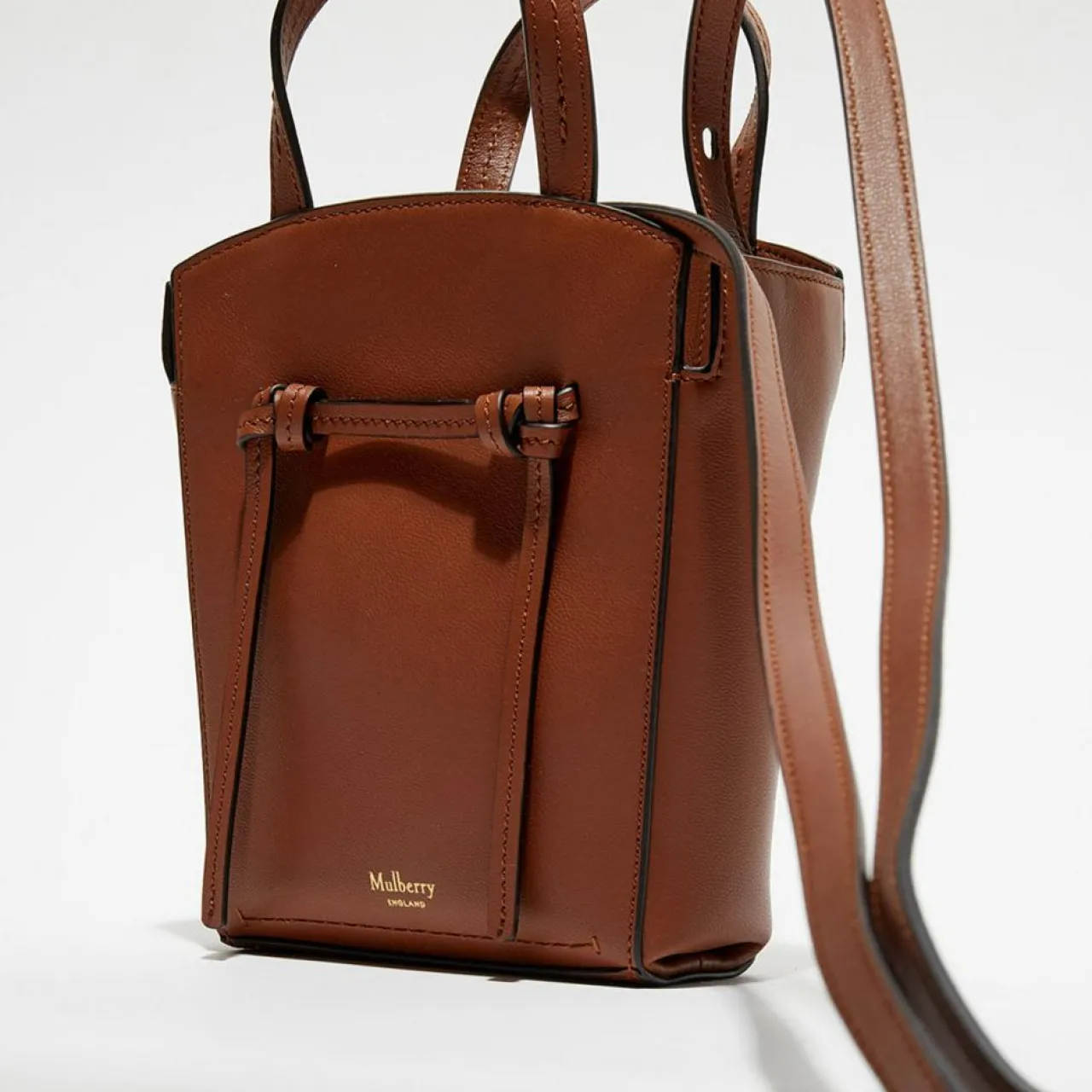 Petit sac à main en Cuir Mini Clovelly chêne brillant - 16x18x7 cm