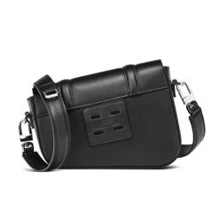 Petit Sac en Toile enduite & Cuir Bordeaux noir/blanc - 14x19x4.5 cm