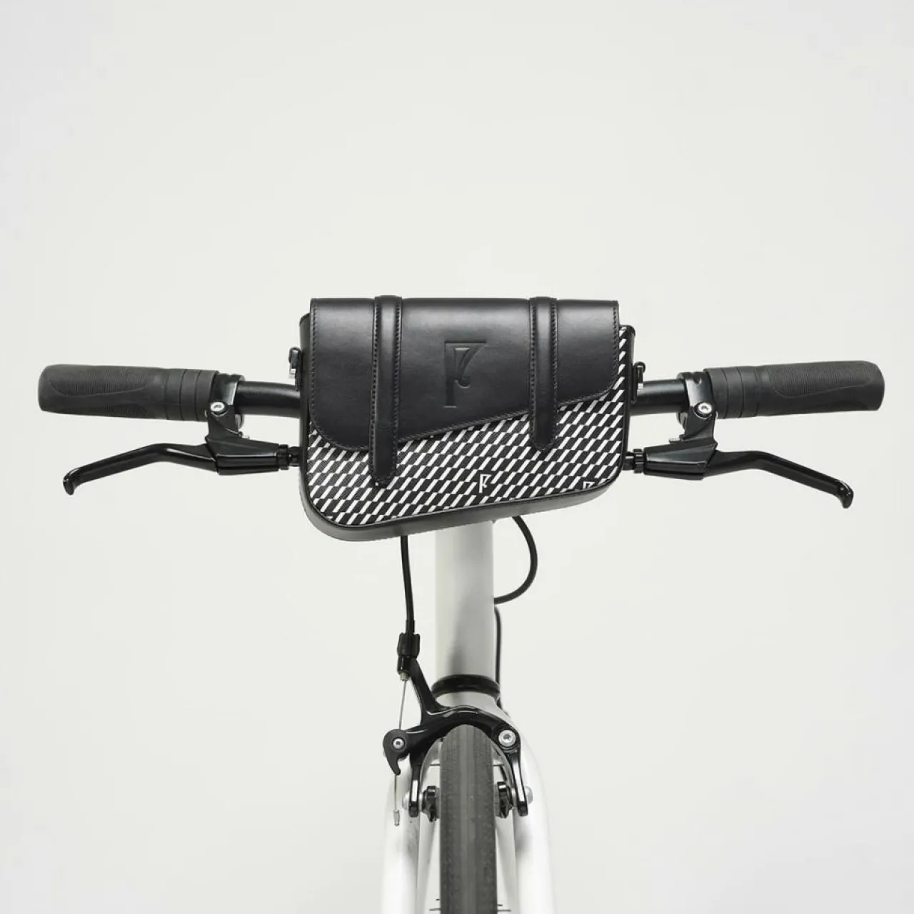 Petit Sac en Toile enduite & Cuir Bordeaux noir/blanc - 14x19x4.5 cm