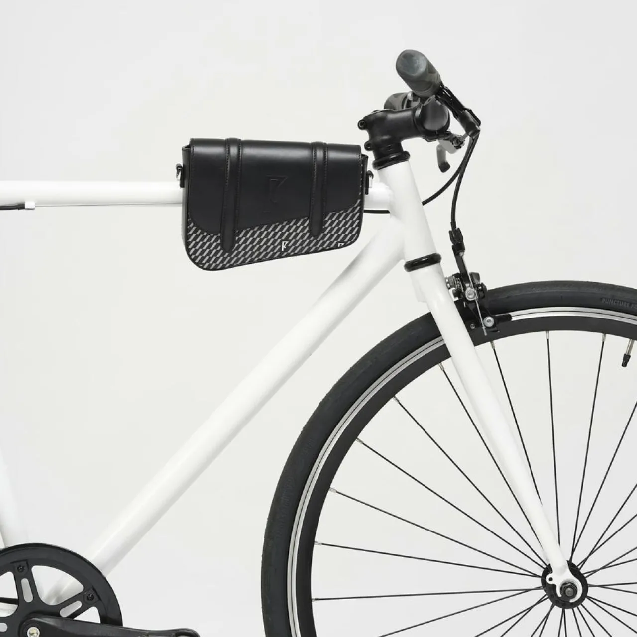 Petit Sac en Toile enduite & Cuir Bordeaux noir/blanc - 14x19x4.5 cm