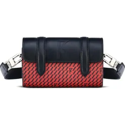 Petit Sac en Toile enduite & Cuir Cyclo rouge/noir - 10x17x17 cm