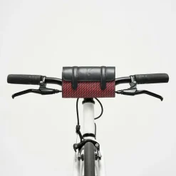 Petit Sac en Toile enduite & Cuir Cyclo rouge/noir - 10x17x17 cm