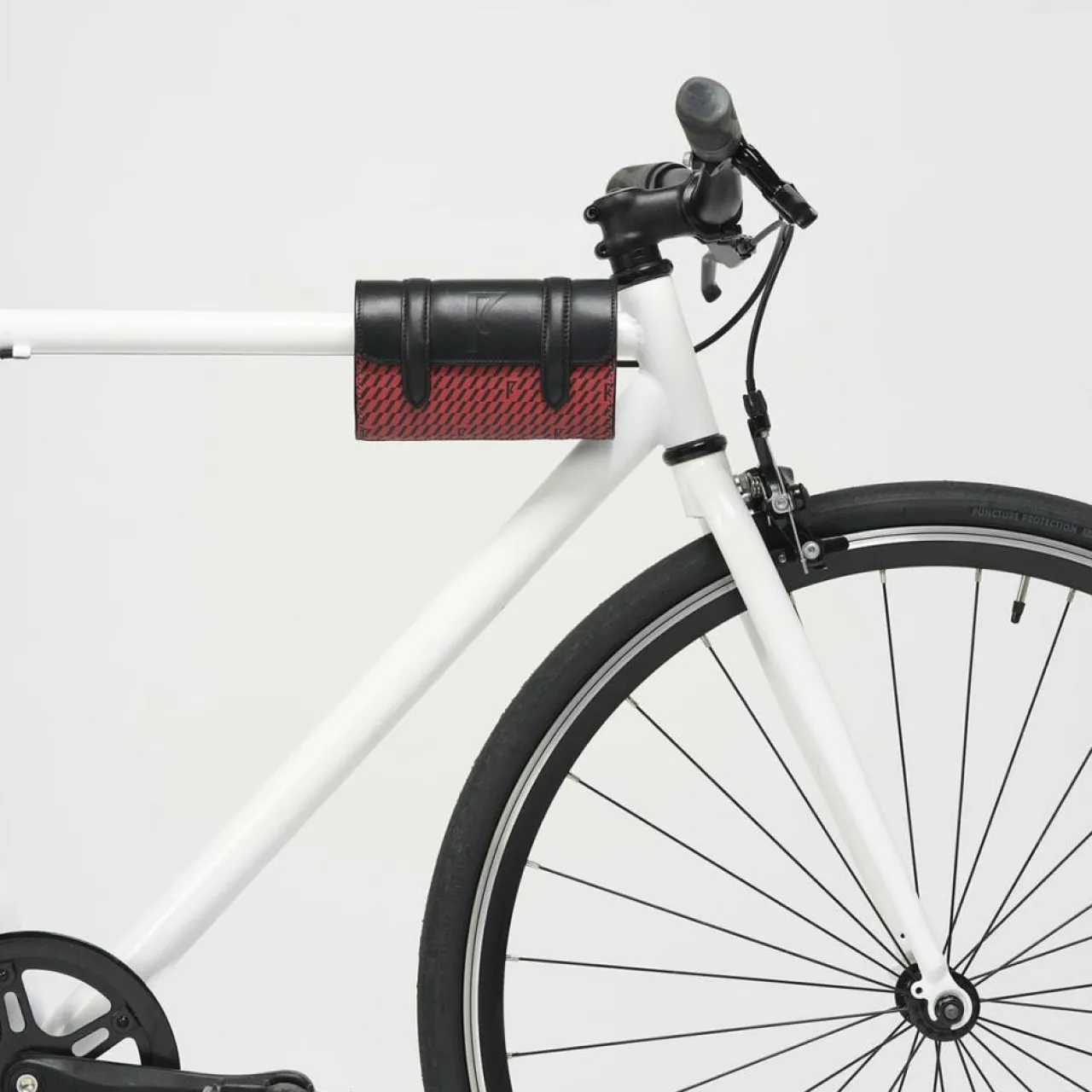 Petit Sac en Toile enduite & Cuir Cyclo rouge/noir - 10x17x17 cm