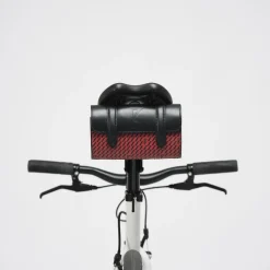 Petit Sac en Toile enduite & Cuir Cyclo rouge/noir - 10x17x17 cm