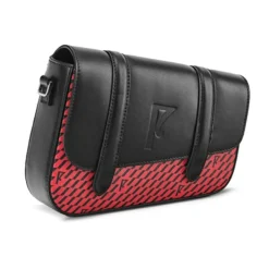 Petit Sac en Toile enduite & Cuir Bordeaux rouge/noir - 14x19x4.5 cm