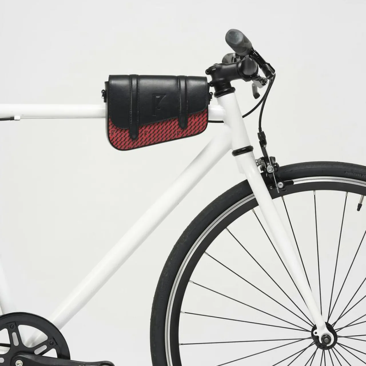 Petit Sac en Toile enduite & Cuir Bordeaux rouge/noir - 14x19x4.5 cm