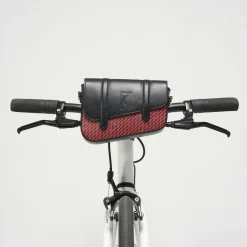 Petit Sac en Toile enduite & Cuir Bordeaux rouge/noir - 14x19x4.5 cm