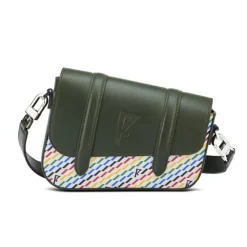 Petit Sac en Toile enduite & Cuir Bordeaux noir/multicolore - 14x19x4.5 cm