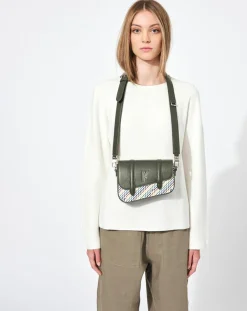 Petit Sac en Toile enduite & Cuir Bordeaux noir/multicolore - 14x19x4.5 cm