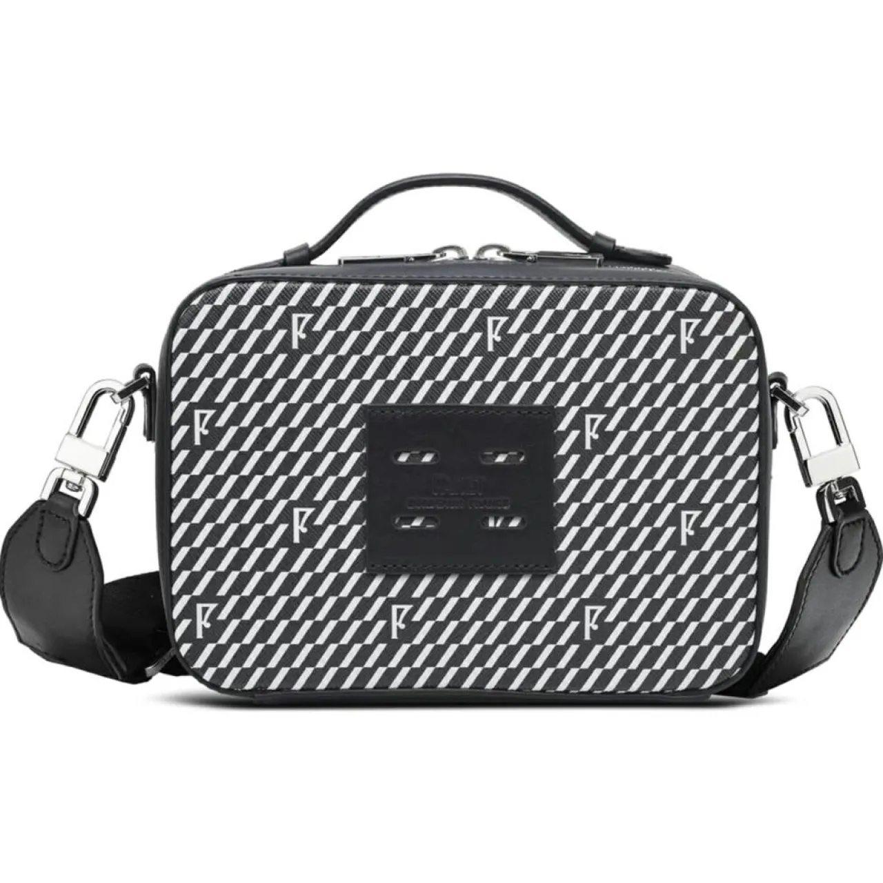 Petit Sac en Toile enduite Pyla noir/blanc - 13x19x6.5 cm