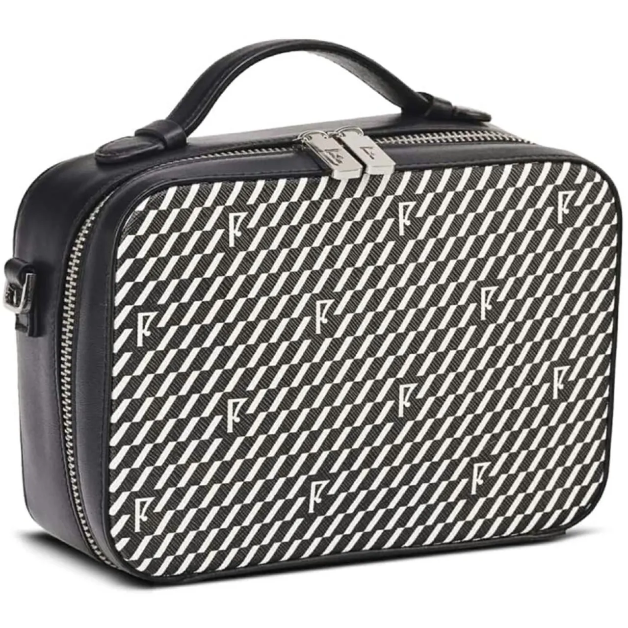 Petit Sac en Toile enduite Pyla noir/blanc - 13x19x6.5 cm